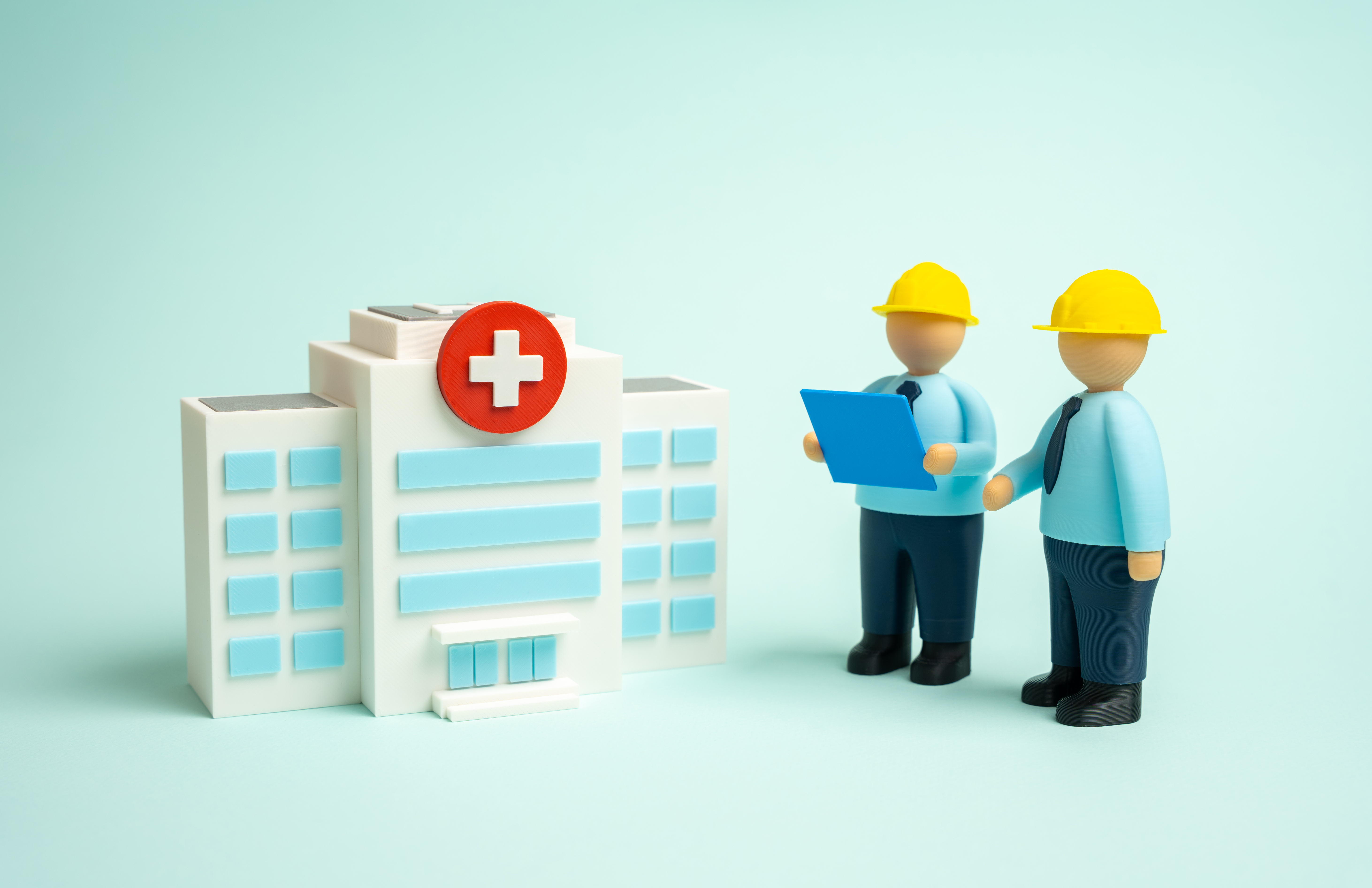 builders are finishing building the hospital. opening of new medical institutions